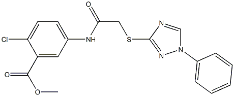 methyl2-chloro-5-({[(1-phenyl-1H-1,2,4-triazol-3-yl)thio]acetyl}amino)benzoate Struktur