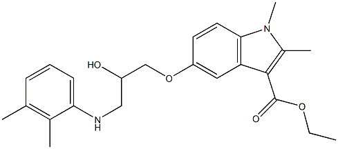 ethyl 5-[3-(2,3-dimethylanilino)-2-hydroxypropoxy]-1,2-dimethyl-1H-indole-3-carboxylate Struktur