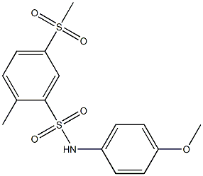 N-(4-methoxyphenyl)-2-methyl-5-(methylsulfonyl)benzenesulfonamide Struktur