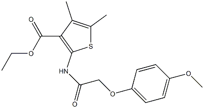 ethyl 2-{[(4-methoxyphenoxy)acetyl]amino}-4,5-dimethyl-3-thiophenecarboxylate Struktur