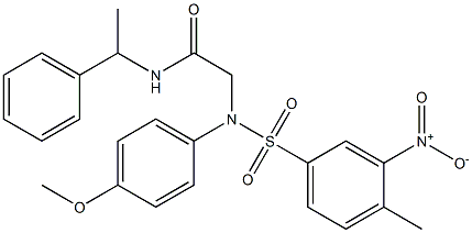 2-[({3-nitro-4-methylphenyl}sulfonyl)-4-methoxyanilino]-N-(1-phenylethyl)acetamide Struktur