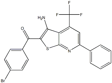 [3-amino-6-phenyl-4-(trifluoromethyl)thieno[2,3-b]pyridin-2-yl](4-bromophenyl)methanone Struktur