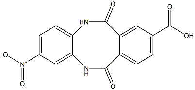 2-nitro-6,11-dioxo-5,6,11,12-tetrahydrodibenzo[b,f][1,4]diazocine-8-carboxylic acid Struktur