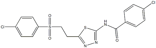 4-chloro-N-(5-{2-[(4-chlorophenyl)sulfonyl]ethyl}-1,3,4-thiadiazol-2-yl)benzamide Struktur