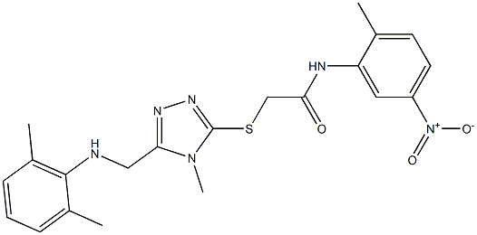 2-[(5-{[(2,6-dimethylphenyl)amino]methyl}-4-methyl-4H-1,2,4-triazol-3-yl)sulfanyl]-N-{5-nitro-2-methylphenyl}acetamide Struktur