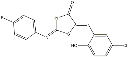 5-(5-chloro-2-hydroxybenzylidene)-2-[(4-fluorophenyl)imino]-1,3-thiazolidin-4-one Struktur