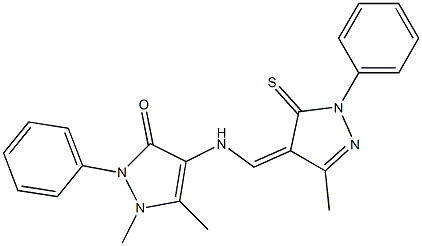 1,5-dimethyl-4-{[(3-methyl-1-phenyl-5-thioxo-1,5-dihydro-4H-pyrazol-4-ylidene)methyl]amino}-2-phenyl-1,2-dihydro-3H-pyrazol-3-one Struktur