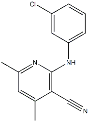 2-(3-chloroanilino)-4,6-dimethylnicotinonitrile Struktur