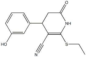 2-(ethylsulfanyl)-4-(3-hydroxyphenyl)-6-oxo-1,4,5,6-tetrahydro-3-pyridinecarbonitrile Struktur