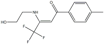 4,4,4-trifluoro-3-[(2-hydroxyethyl)amino]-1-(4-methylphenyl)-2-buten-1-one Struktur