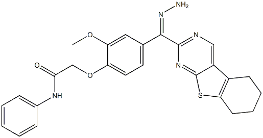 2-{2-methoxy-4-[2-(5,6,7,8-tetrahydro[1]benzothieno[2,3-d]pyrimidin-4-yl)carbohydrazonoyl]phenoxy}-N-phenylacetamide Struktur