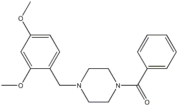 1-{[2,4-bis(methyloxy)phenyl]methyl}-4-(phenylcarbonyl)piperazine Struktur