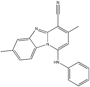 1-anilino-3,7-dimethylpyrido[1,2-a]benzimidazole-4-carbonitrile Struktur