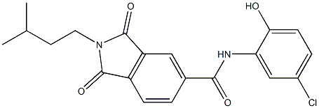 N-(5-chloro-2-hydroxyphenyl)-2-isopentyl-1,3-dioxo-5-isoindolinecarboxamide Struktur