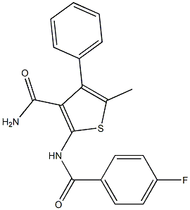 2-[(4-fluorobenzoyl)amino]-5-methyl-4-phenylthiophene-3-carboxamide Struktur