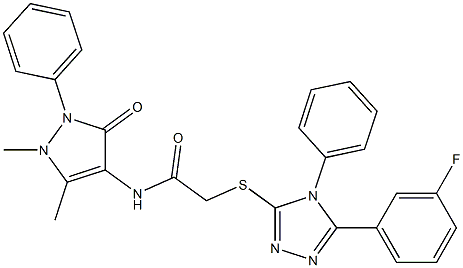 N-(1,5-dimethyl-3-oxo-2-phenyl-2,3-dihydro-1H-pyrazol-4-yl)-2-{[5-(3-fluorophenyl)-4-phenyl-4H-1,2,4-triazol-3-yl]sulfanyl}acetamide Struktur