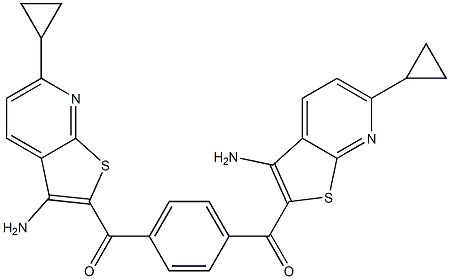 (3-amino-6-cyclopropylthieno[2,3-b]pyridin-2-yl){4-[(3-amino-6-cyclopropylthieno[2,3-b]pyridin-2-yl)carbonyl]phenyl}methanone Struktur