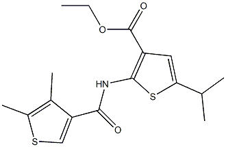 ethyl 2-{[(4,5-dimethyl-3-thienyl)carbonyl]amino}-5-isopropyl-3-thiophenecarboxylate Struktur