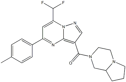 7-(difluoromethyl)-3-(hexahydropyrrolo[1,2-a]pyrazin-2(1H)-ylcarbonyl)-5-(4-methylphenyl)pyrazolo[1,5-a]pyrimidine Struktur