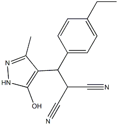 2-[(4-ethylphenyl)(5-hydroxy-3-methyl-1H-pyrazol-4-yl)methyl]malononitrile Struktur