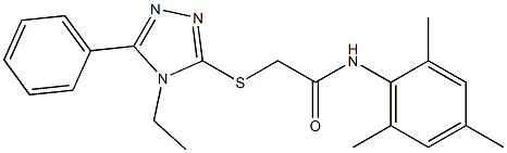 2-[(4-ethyl-5-phenyl-4H-1,2,4-triazol-3-yl)sulfanyl]-N-mesitylacetamide Struktur