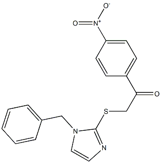 2-[(1-benzyl-1H-imidazol-2-yl)sulfanyl]-1-{4-nitrophenyl}ethanone Struktur