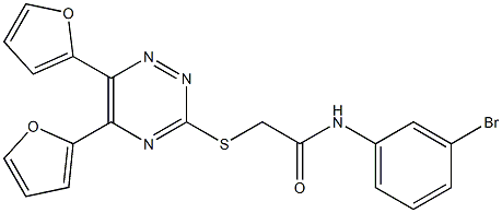 N-(3-bromophenyl)-2-{[5,6-di(2-furyl)-1,2,4-triazin-3-yl]sulfanyl}acetamide Struktur