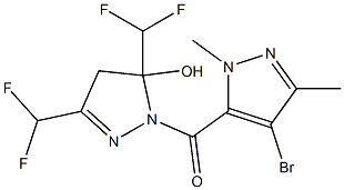 1-[(4-bromo-1,3-dimethyl-1H-pyrazol-5-yl)carbonyl]-3,5-bis(difluoromethyl)-4,5-dihydro-1H-pyrazol-5-ol Struktur