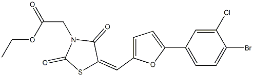 ethyl (5-{[5-(4-bromo-3-chlorophenyl)-2-furyl]methylene}-2,4-dioxo-1,3-thiazolidin-3-yl)acetate Struktur