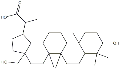 2-[9-hydroxy-3a-(hydroxymethyl)-5a,5b,8,8,11a-pentamethylicosahydro-1H-cyclopenta[a]chrysen-1-yl]propanoic acid Struktur