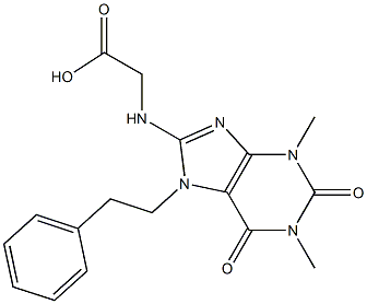 {[1,3-dimethyl-2,6-dioxo-7-(2-phenylethyl)-2,3,6,7-tetrahydro-1H-purin-8-yl]amino}acetic acid Struktur