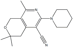 3,3,8-trimethyl-6-(1-piperidinyl)-3,4-dihydro-1H-pyrano[3,4-c]pyridine-5-carbonitrile Struktur