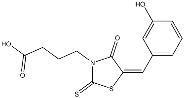 4-[5-(3-hydroxybenzylidene)-4-oxo-2-thioxo-1,3-thiazolidin-3-yl]butanoic acid Struktur