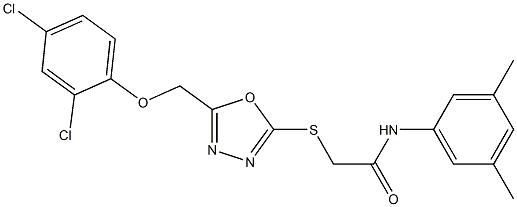 2-({5-[(2,4-dichlorophenoxy)methyl]-1,3,4-oxadiazol-2-yl}sulfanyl)-N-(3,5-dimethylphenyl)acetamide Struktur