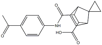 3-[(4-acetylanilino)carbonyl]spiro[bicyclo[2.2.1]hept[5]ene-7,1'-cyclopropane]-2-carboxylic acid Struktur