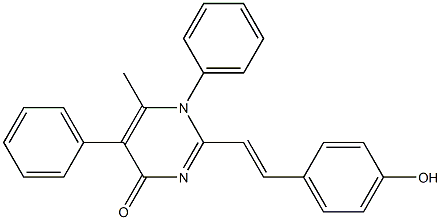 2-[2-(4-hydroxyphenyl)vinyl]-6-methyl-1,5-diphenyl-4(1H)-pyrimidinone Struktur