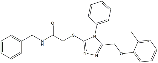 N-benzyl-2-({5-[(2-methylphenoxy)methyl]-4-phenyl-4H-1,2,4-triazol-3-yl}sulfanyl)acetamide Struktur