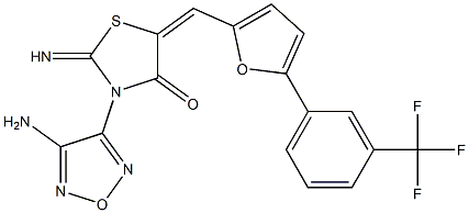 3-(4-amino-1,2,5-oxadiazol-3-yl)-2-imino-5-({5-[3-(trifluoromethyl)phenyl]-2-furyl}methylene)-1,3-thiazolidin-4-one Struktur