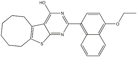 2-(4-ethoxy-1-naphthyl)-5,6,7,8,9,10-hexahydrocycloocta[4,5]thieno[2,3-d]pyrimidin-4-ol Struktur