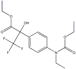 ethyl 2-{4-[(ethoxycarbonyl)(ethyl)amino]phenyl}-3,3,3-trifluoro-2-hydroxypropanoate Struktur