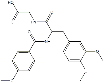 ({3-(3,4-dimethoxyphenyl)-2-[(4-methoxybenzoyl)amino]acryloyl}amino)acetic acid Struktur