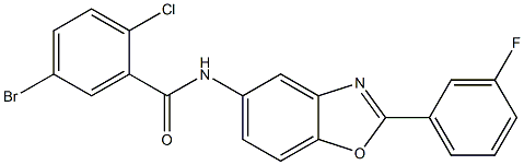 5-bromo-2-chloro-N-[2-(3-fluorophenyl)-1,3-benzoxazol-5-yl]benzamide Struktur