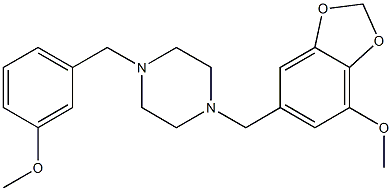 1-[(7-methoxy-1,3-benzodioxol-5-yl)methyl]-4-(3-methoxybenzyl)piperazine Struktur