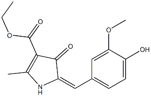 ethyl 5-(4-hydroxy-3-methoxybenzylidene)-2-methyl-4-oxo-4,5-dihydro-1H-pyrrole-3-carboxylate Struktur