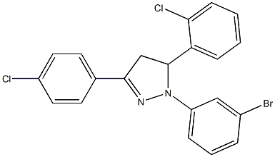 1-(3-bromophenyl)-5-(2-chlorophenyl)-3-(4-chlorophenyl)-4,5-dihydro-1H-pyrazole Struktur