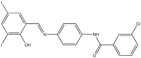 3-chloro-N-{4-[(2-hydroxy-3,5-diiodobenzylidene)amino]phenyl}benzamide Struktur