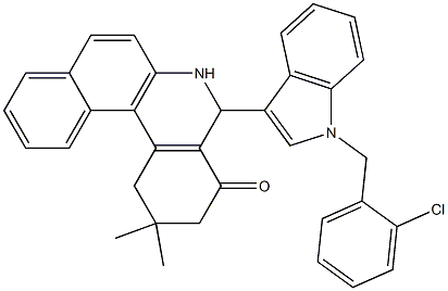 5-[1-(2-chlorobenzyl)-1H-indol-3-yl]-2,2-dimethyl-2,3,5,6-tetrahydrobenzo[a]phenanthridin-4(1H)-one Struktur