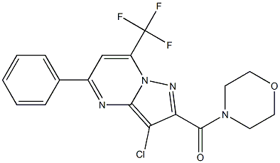 3-chloro-2-(4-morpholinylcarbonyl)-5-phenyl-7-(trifluoromethyl)pyrazolo[1,5-a]pyrimidine Struktur