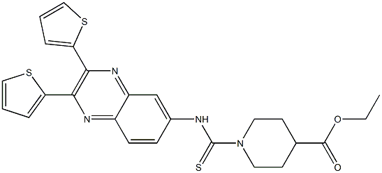 ethyl 1-({[2,3-di(2-thienyl)-6-quinoxalinyl]amino}carbothioyl)-4-piperidinecarboxylate Struktur