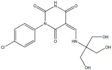 1-(4-chlorophenyl)-5-({[2-hydroxy-1,1-bis(hydroxymethyl)ethyl]amino}methylene)-2,4,6(1H,3H,5H)-pyrimidinetrione Struktur